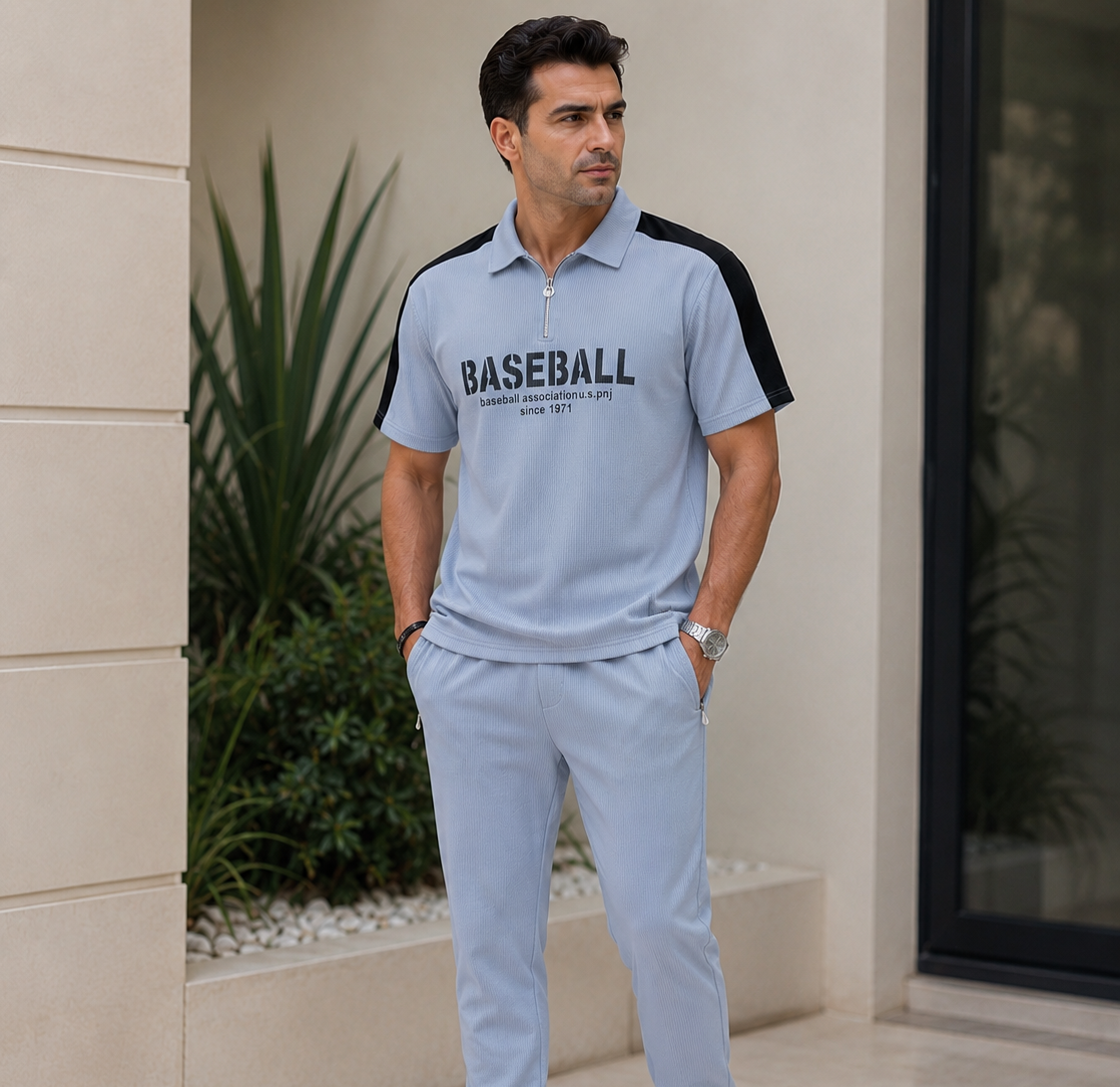 ست تیشرت و شلوار جنس مراکشی مدل Baseball (پیشنهاد ویژه)